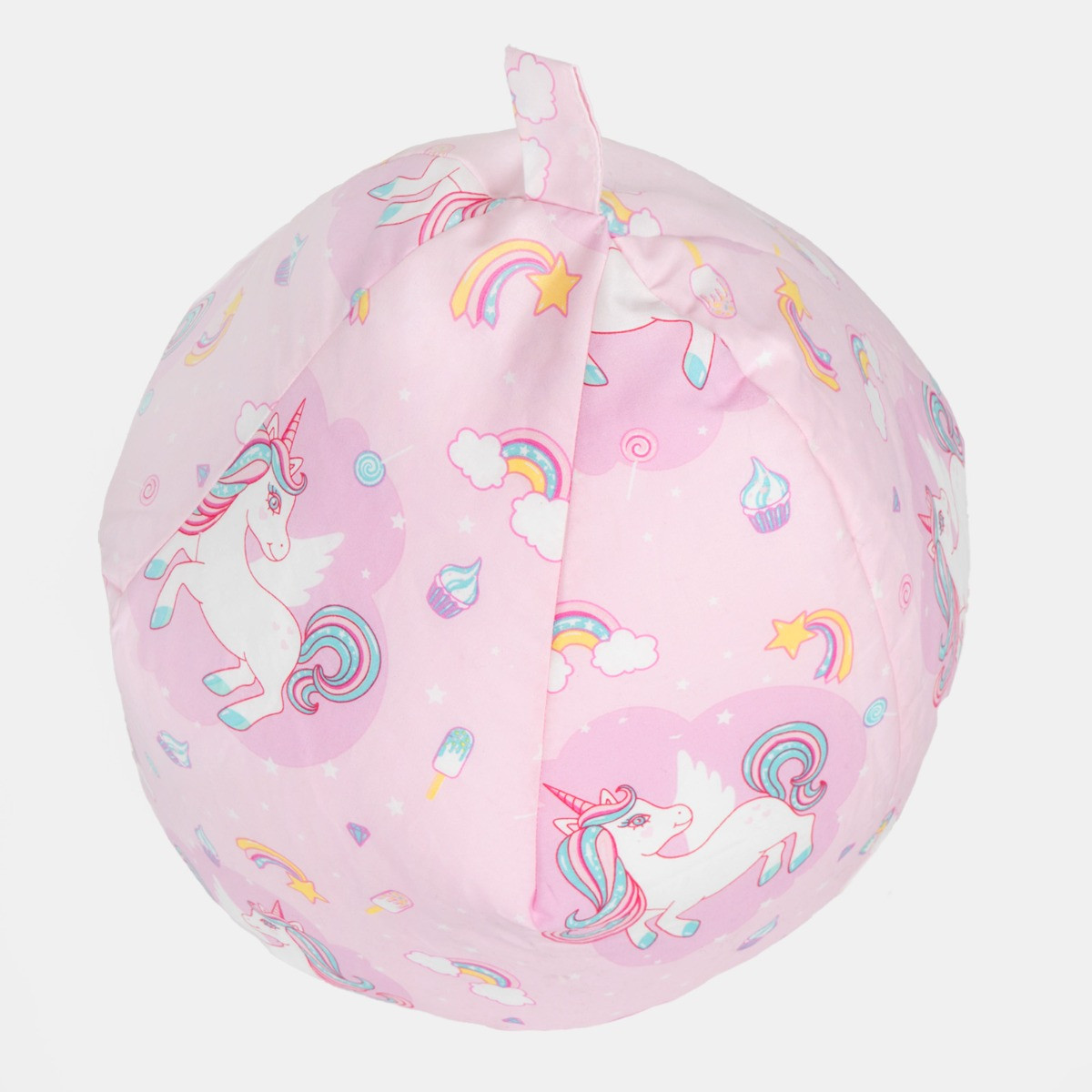 Soft Cotton Unicorn Print Bean Bag Pink