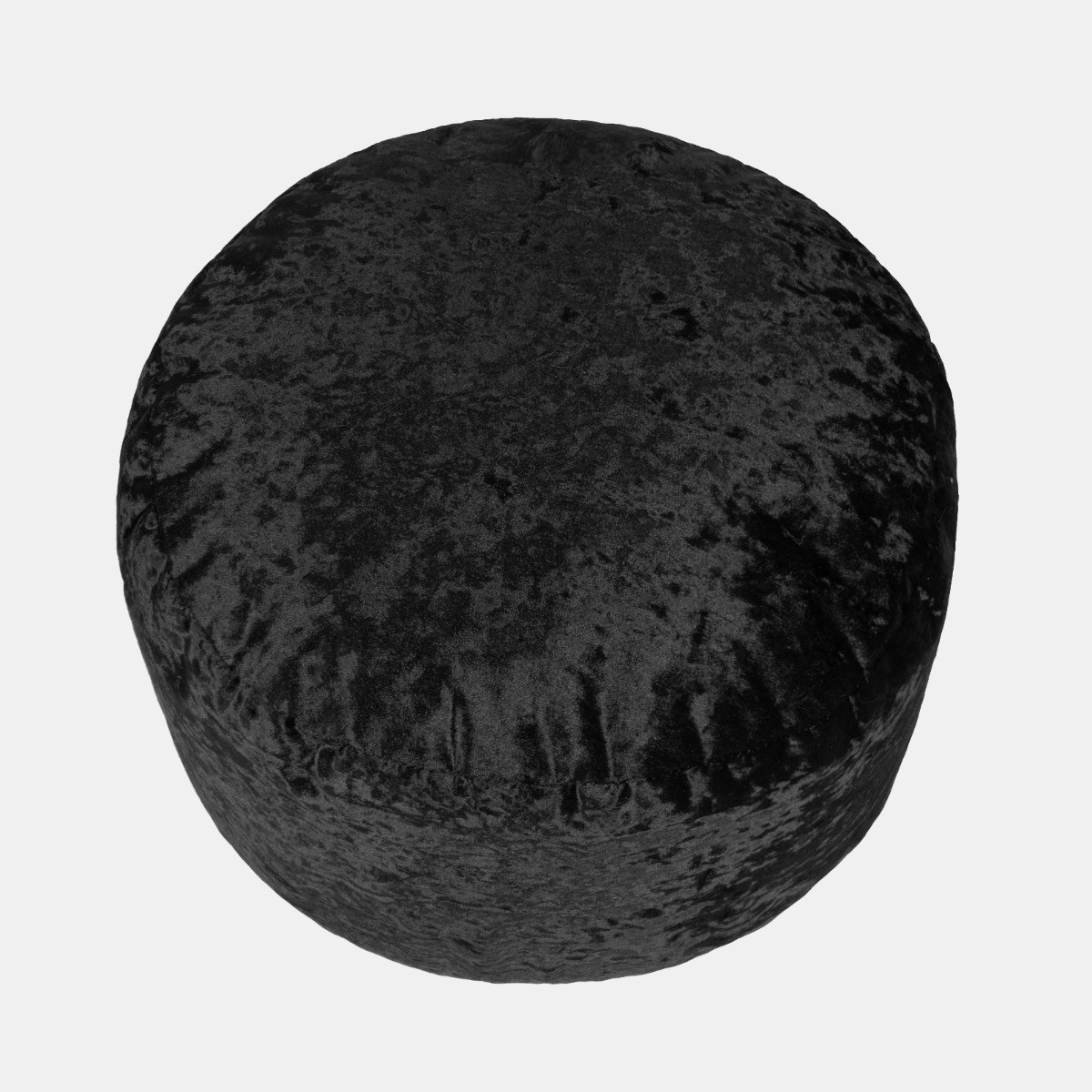 Crushed Velvet Round Footstool Black