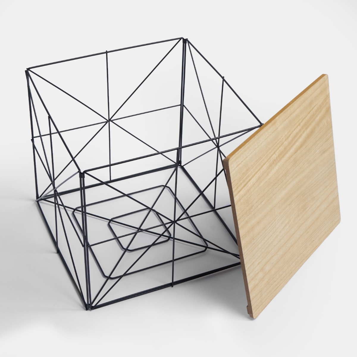 OHS Manhattan Storage Basket Side Table - Natural Wood>