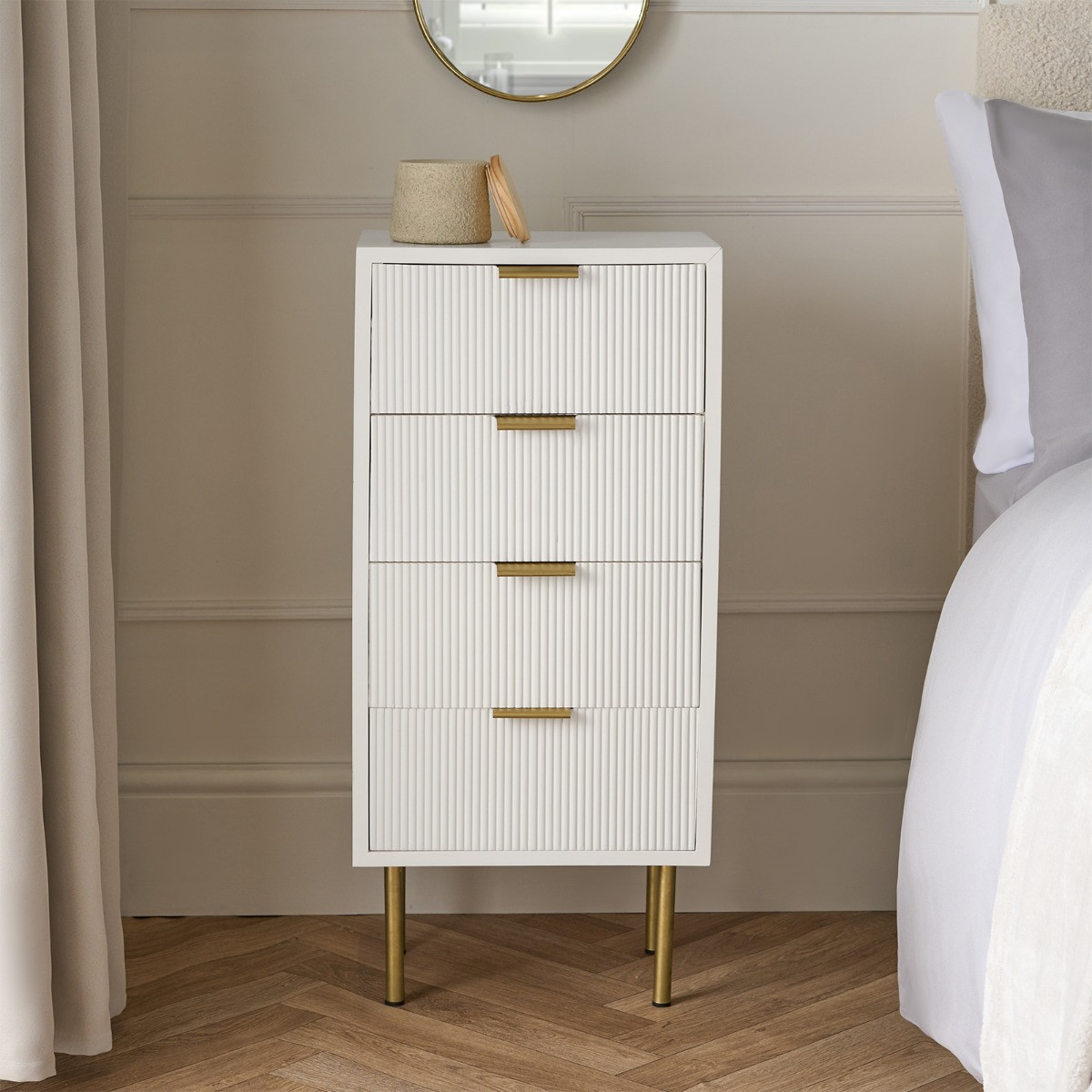 OHS Ribbed 4-Drawer Unit - White>