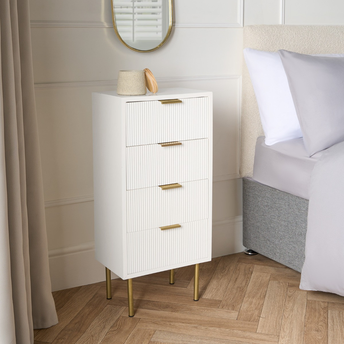 OHS Ribbed 4-Drawer Unit - White>