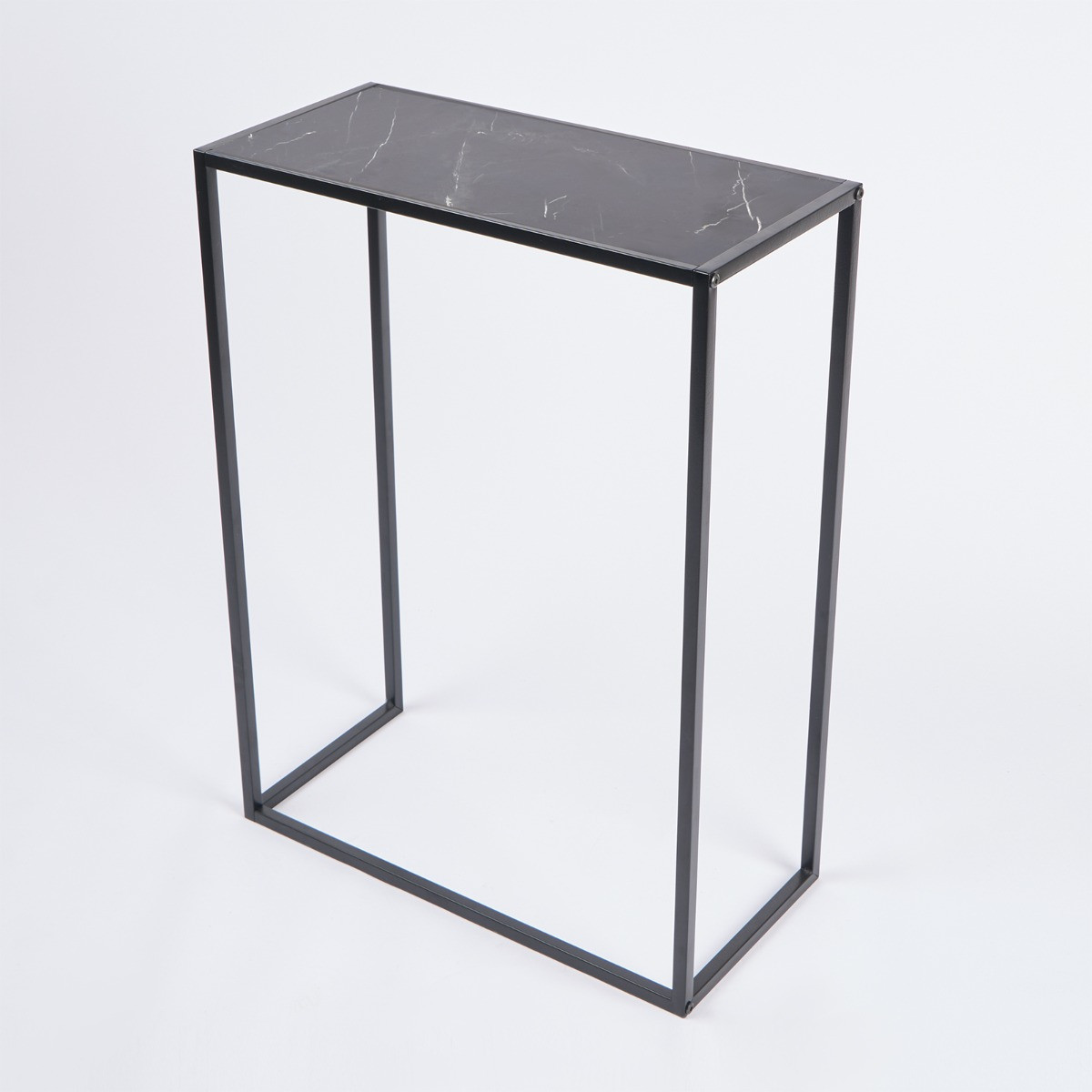 OHS Manhattan Marble Effect Rectangle Console Table - Black>