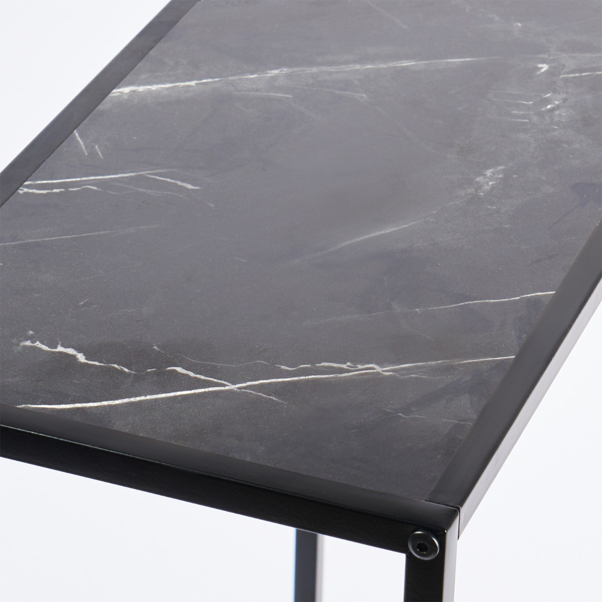 OHS Manhattan Marble Effect Rectangle Console Table - Black>