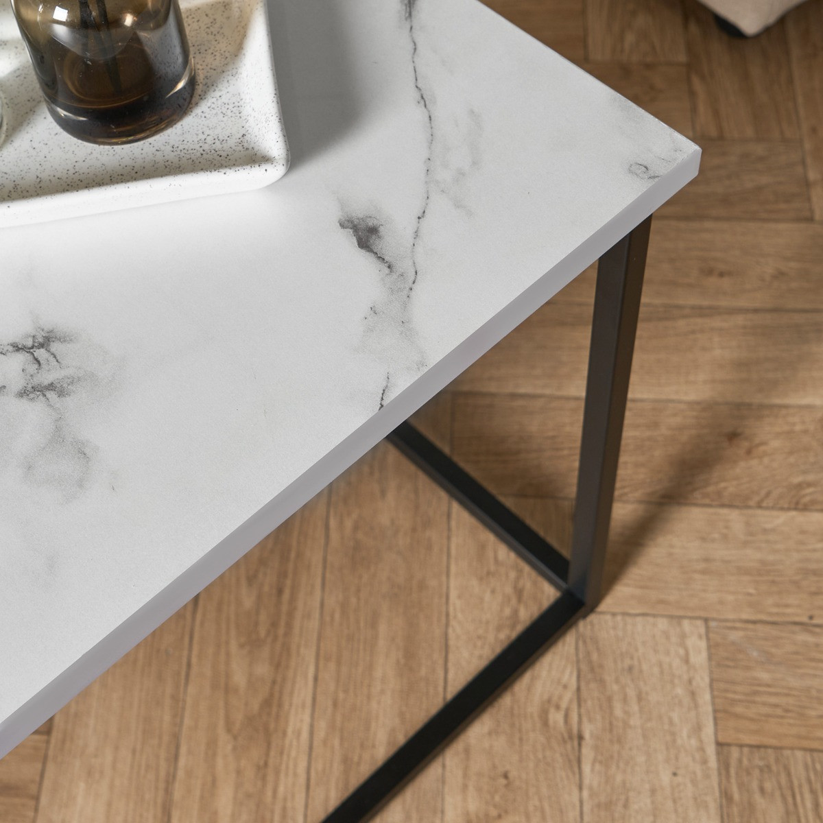 OHS Manhattan Marble Effect Rectangle Coffee Table - Black/White>
