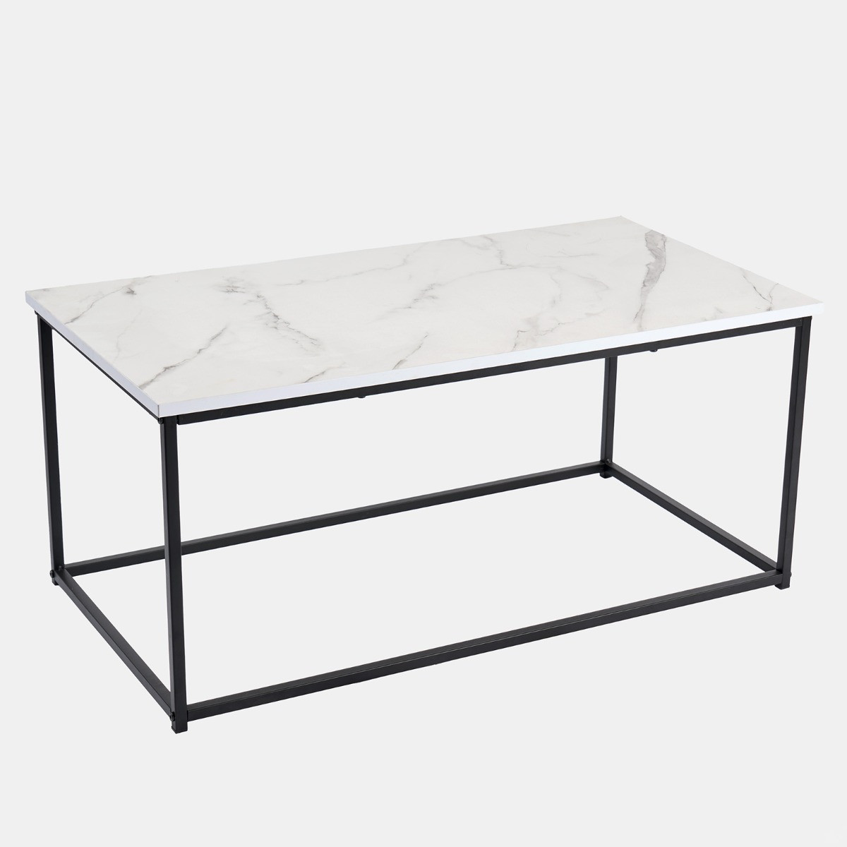 OHS Manhattan Marble Effect Rectangle Coffee Table - Black/White>