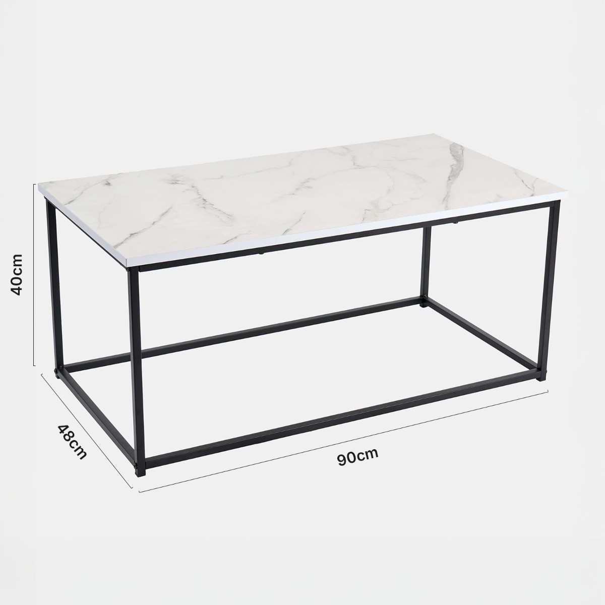 OHS Manhattan Marble Effect Rectangle Coffee Table - Black/White>