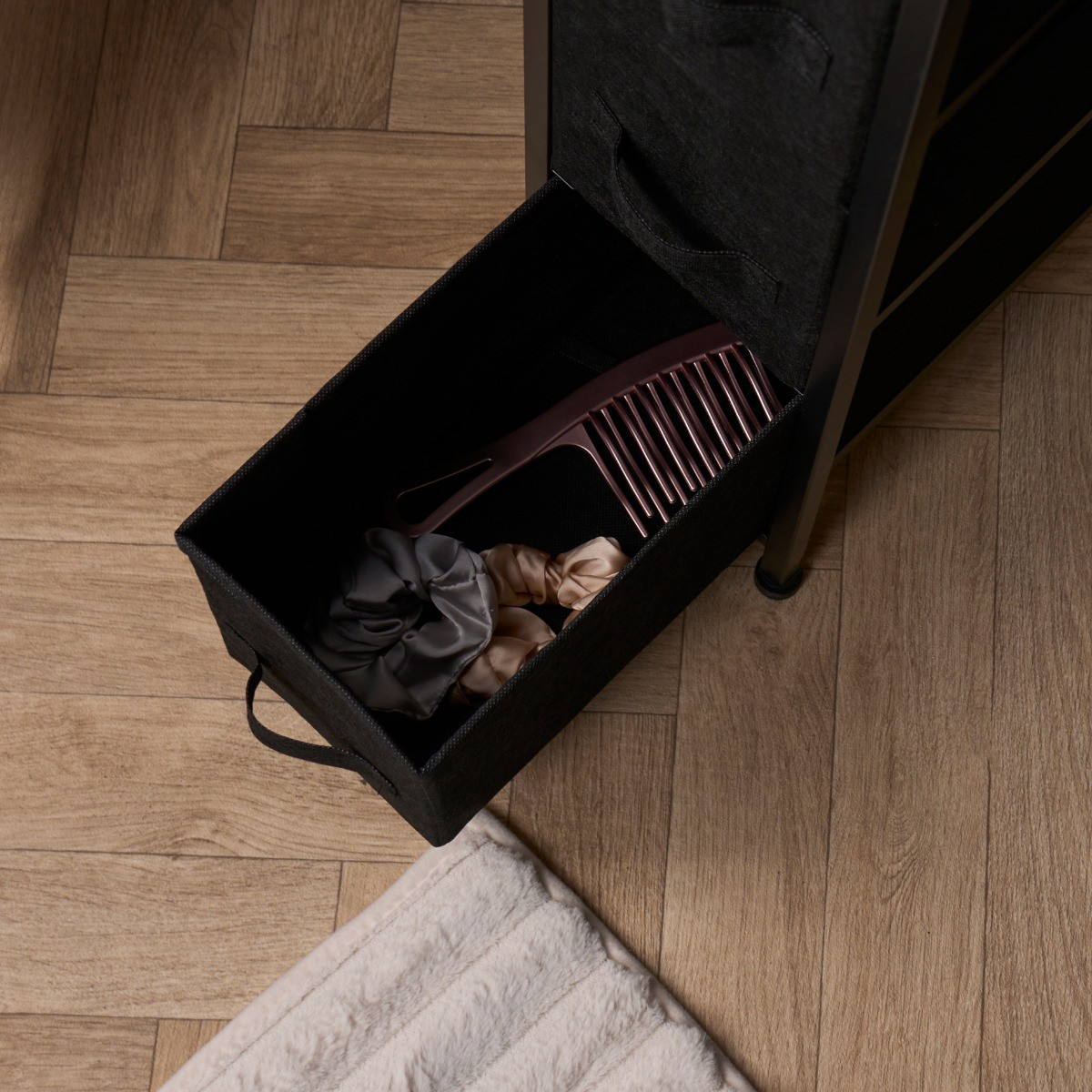 OHS Brooklyn 4 Drawer Narrow Fabric Cabinet - Black>