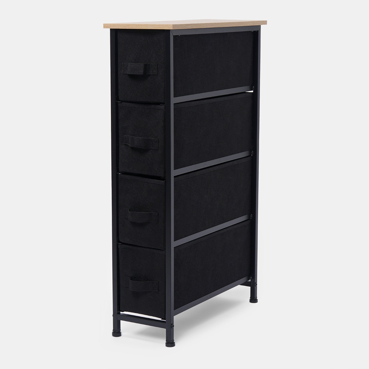 OHS Brooklyn 4 Drawer Narrow Fabric Cabinet - Black>