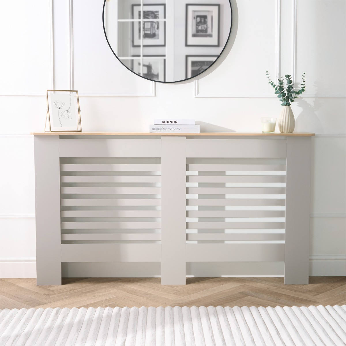 OHS Large Wooden Radiator Cover - Grey>
