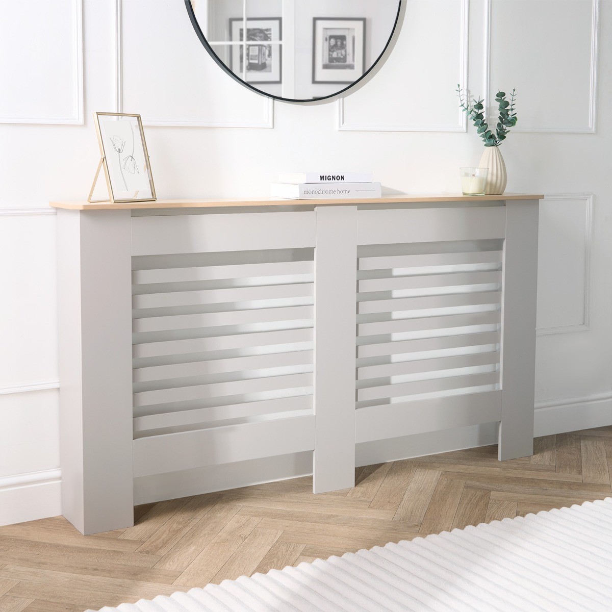 OHS Large Wooden Radiator Cover - Grey>
