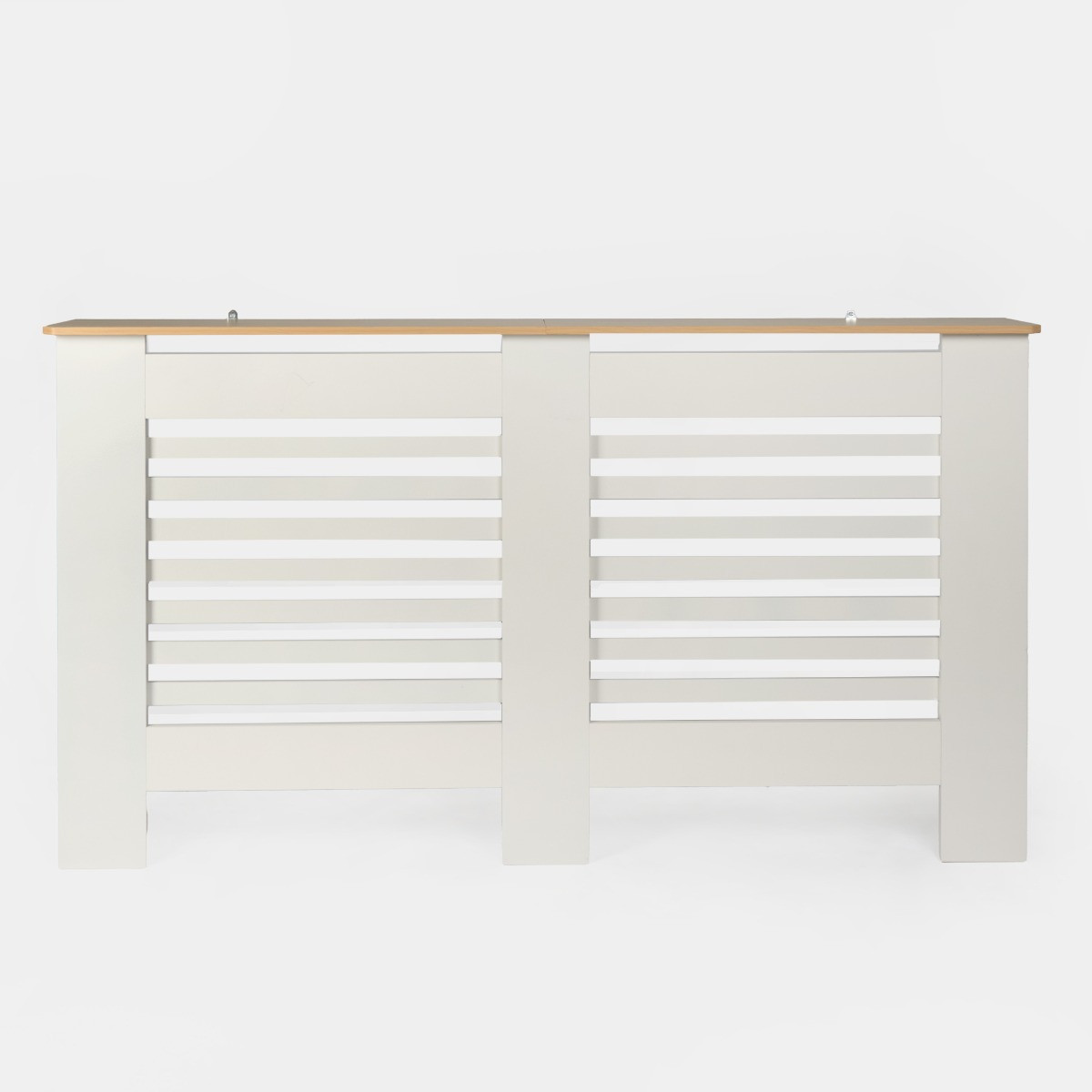 OHS Large Wooden Radiator Cover with Oak Look Top - Cream>