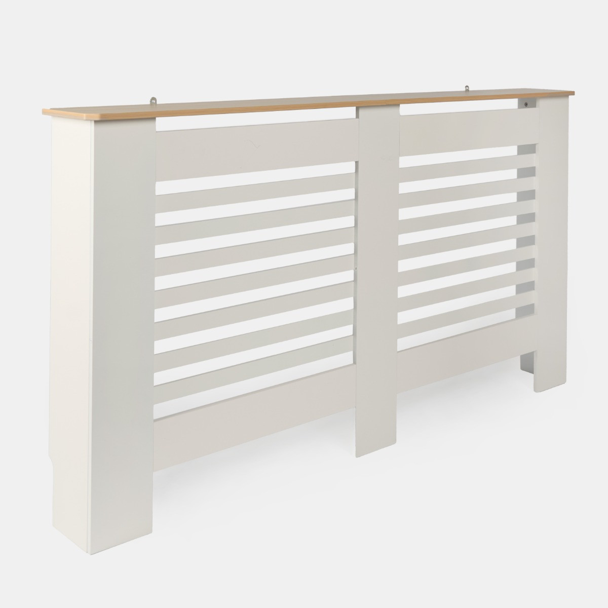 OHS Large Wooden Radiator Cover with Oak Look Top - Cream>