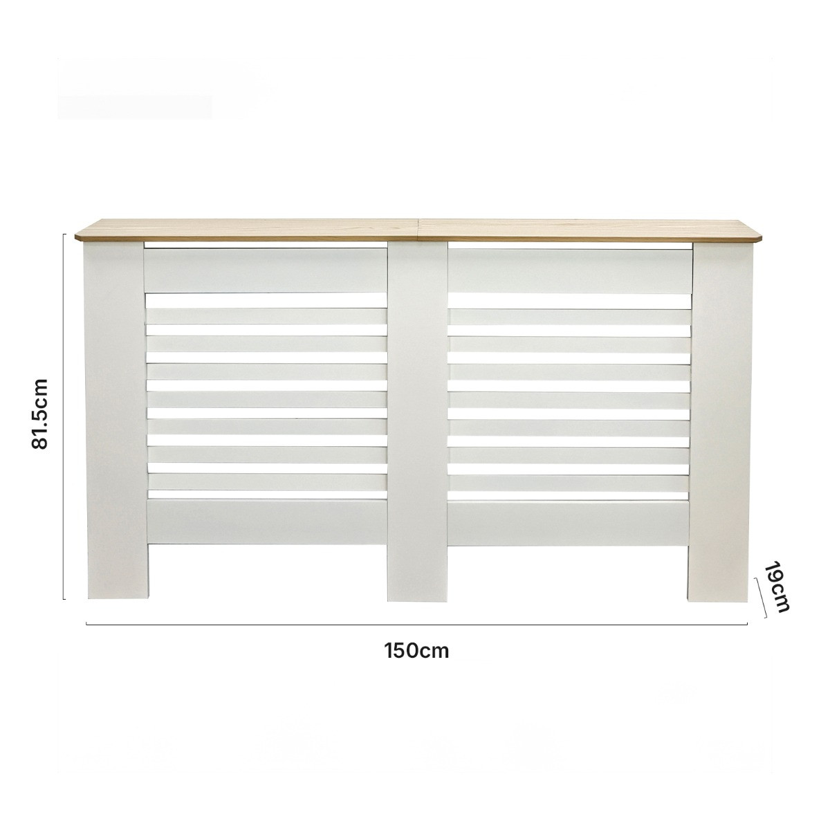 OHS Large Wooden Radiator Cover with Oak Look Top - Cream>