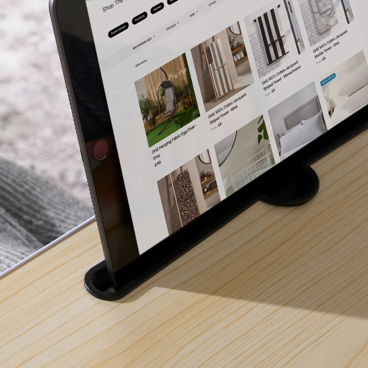 OHS Foldable Laptop Tray Table - Light Wood>