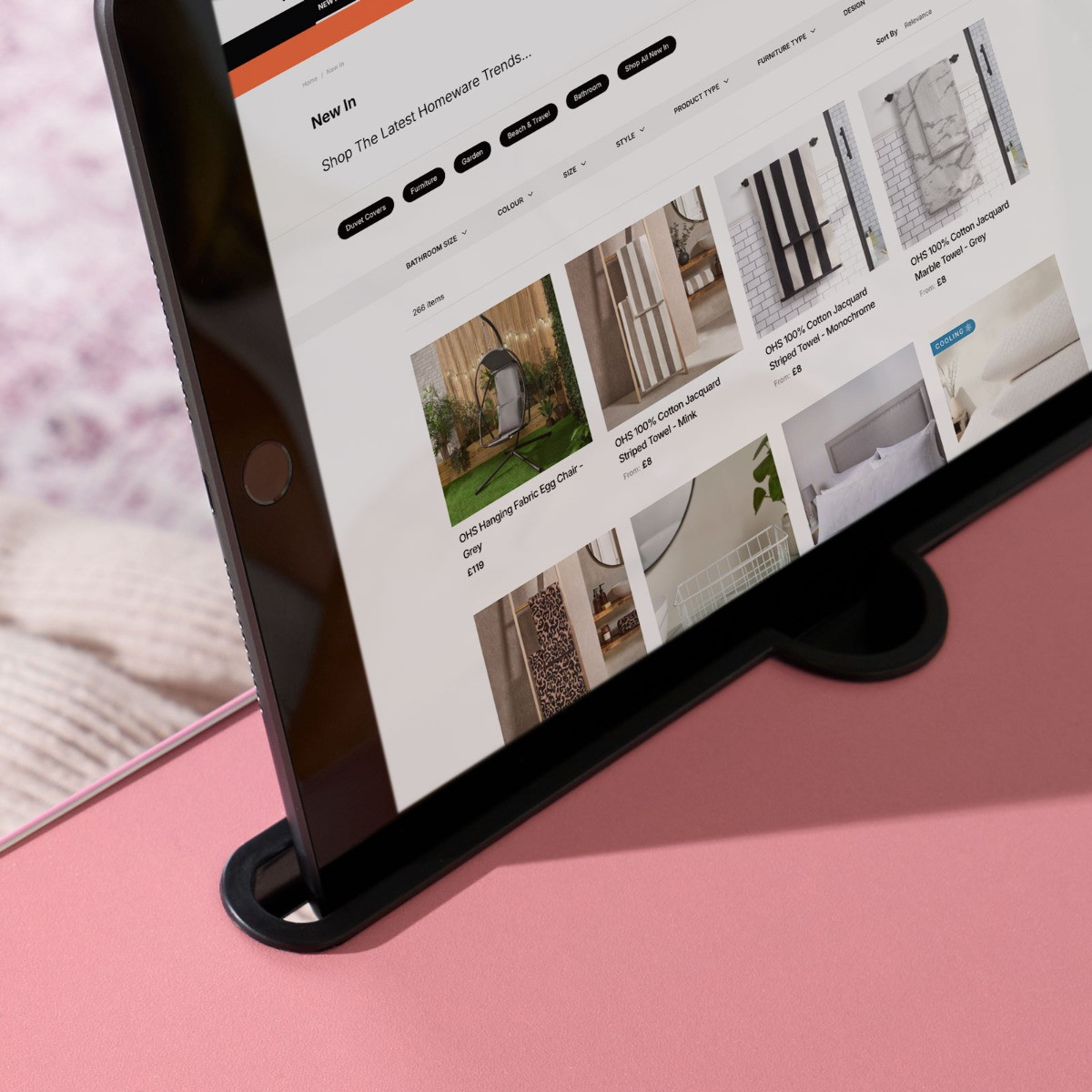 OHS Foldable Laptop Tray Table - Blush>