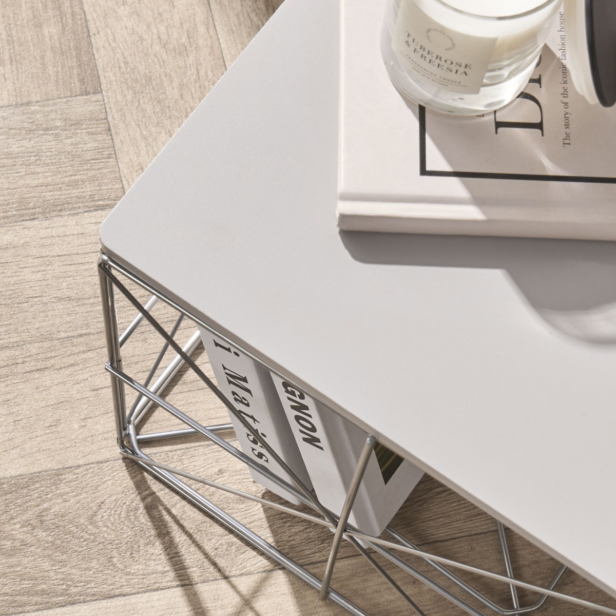 OHS Manhattan Small Storage Basket Side Table - Grey>