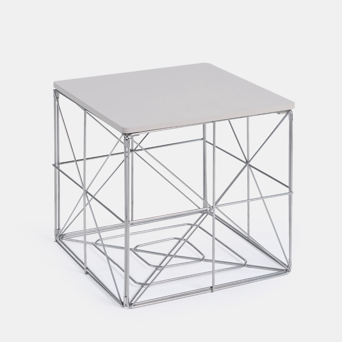 OHS Manhattan Storage Basket Side Table - Grey>
