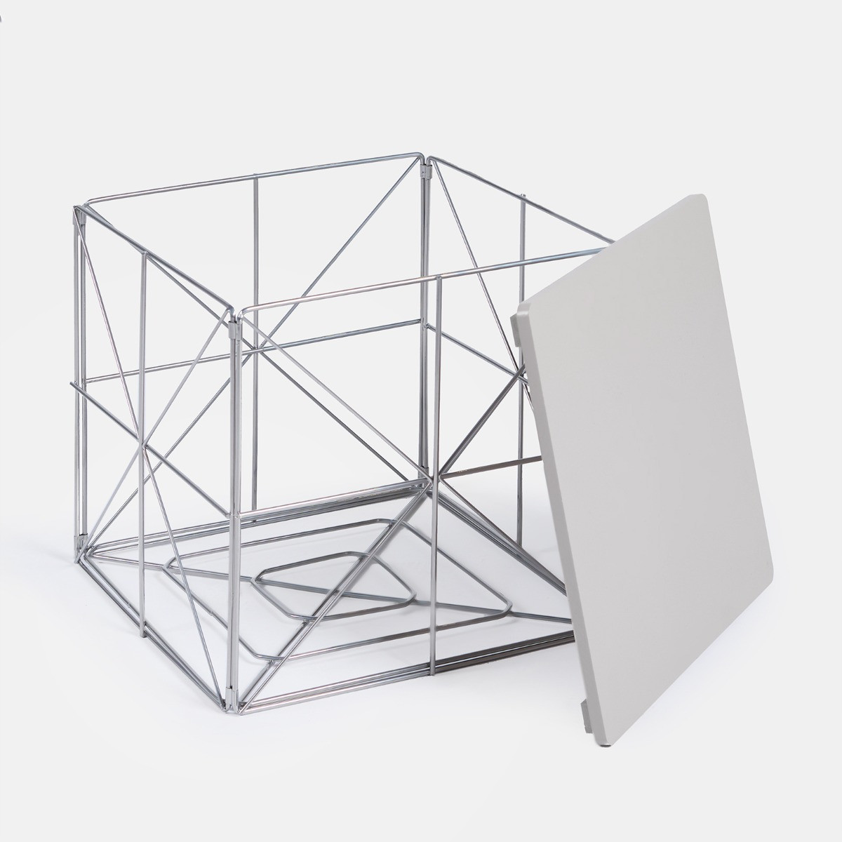 OHS Manhattan Small Storage Basket Side Table - Grey>