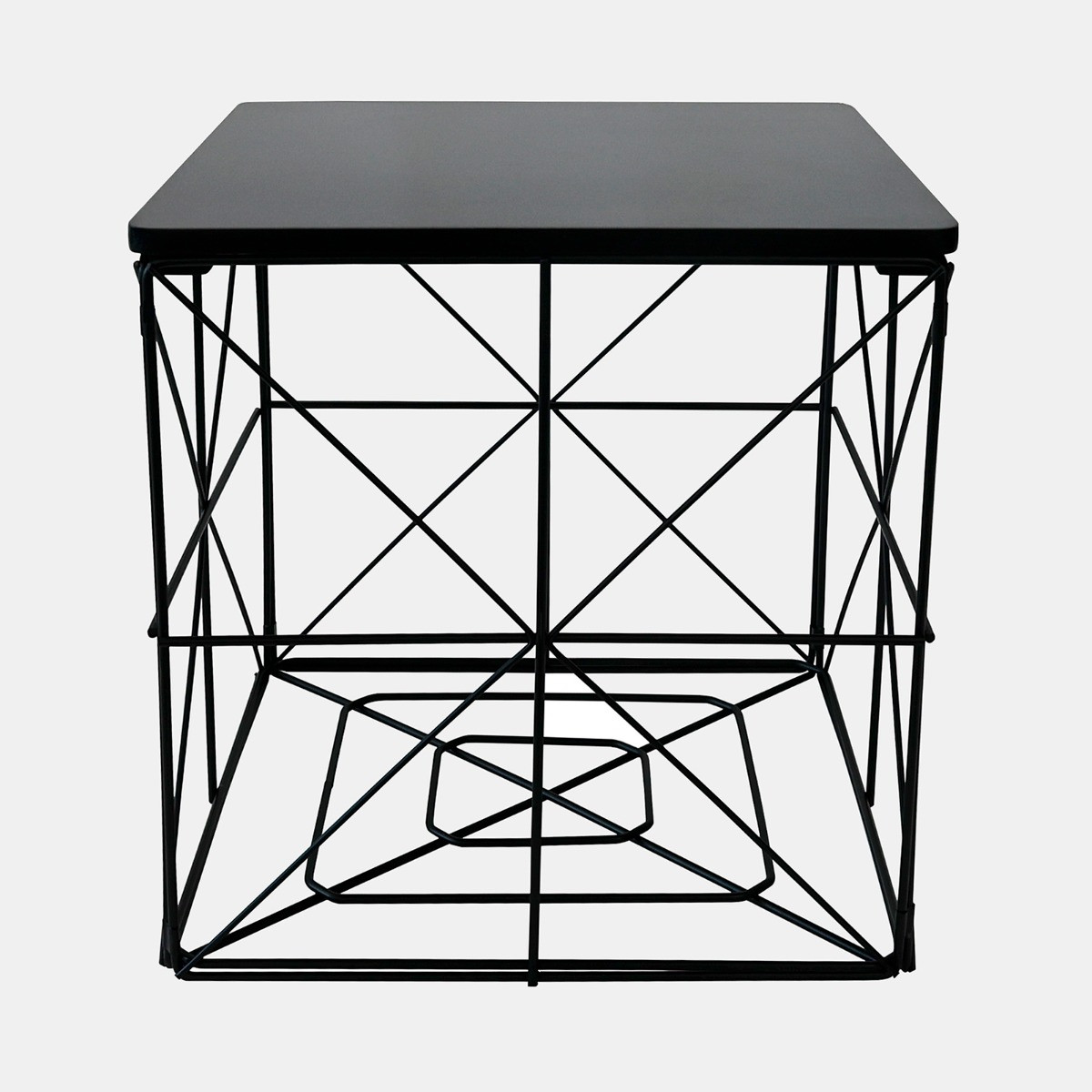 OHS Manhattan Small Storage Basket Side Table - Black>