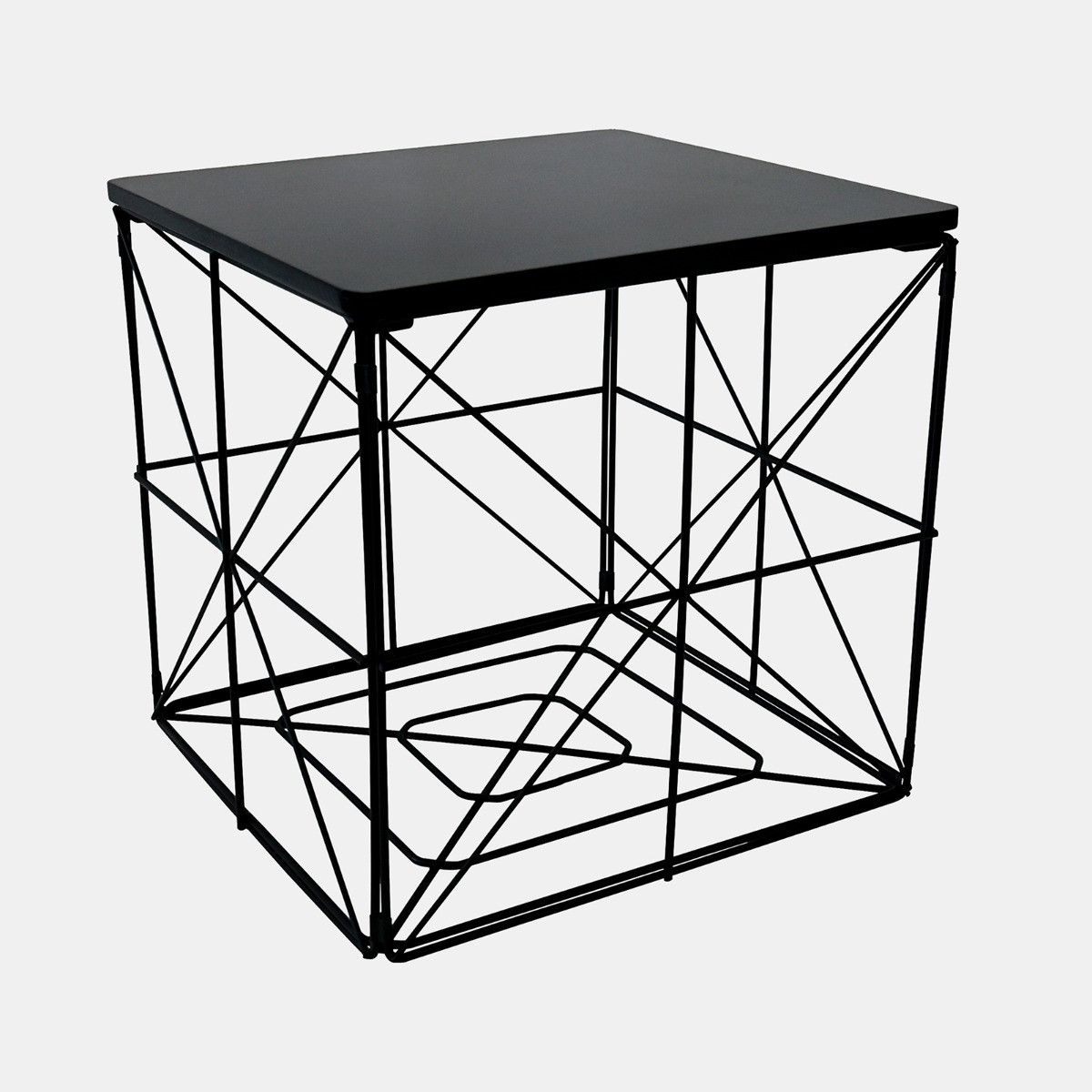 OHS Manhattan Small Storage Basket Side Table - Black>