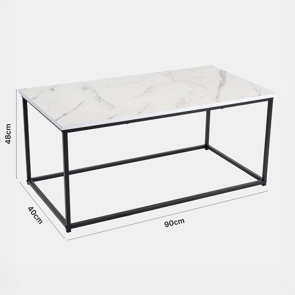 OHS Manhattan Marble Effect Rectangle Coffee Table - Black/White>