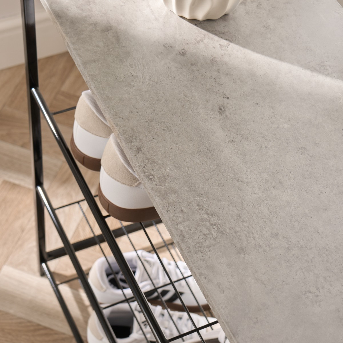 OHS Manhattan Multi Purpose 4-Tier Shoe Rack - Concrete Effect>