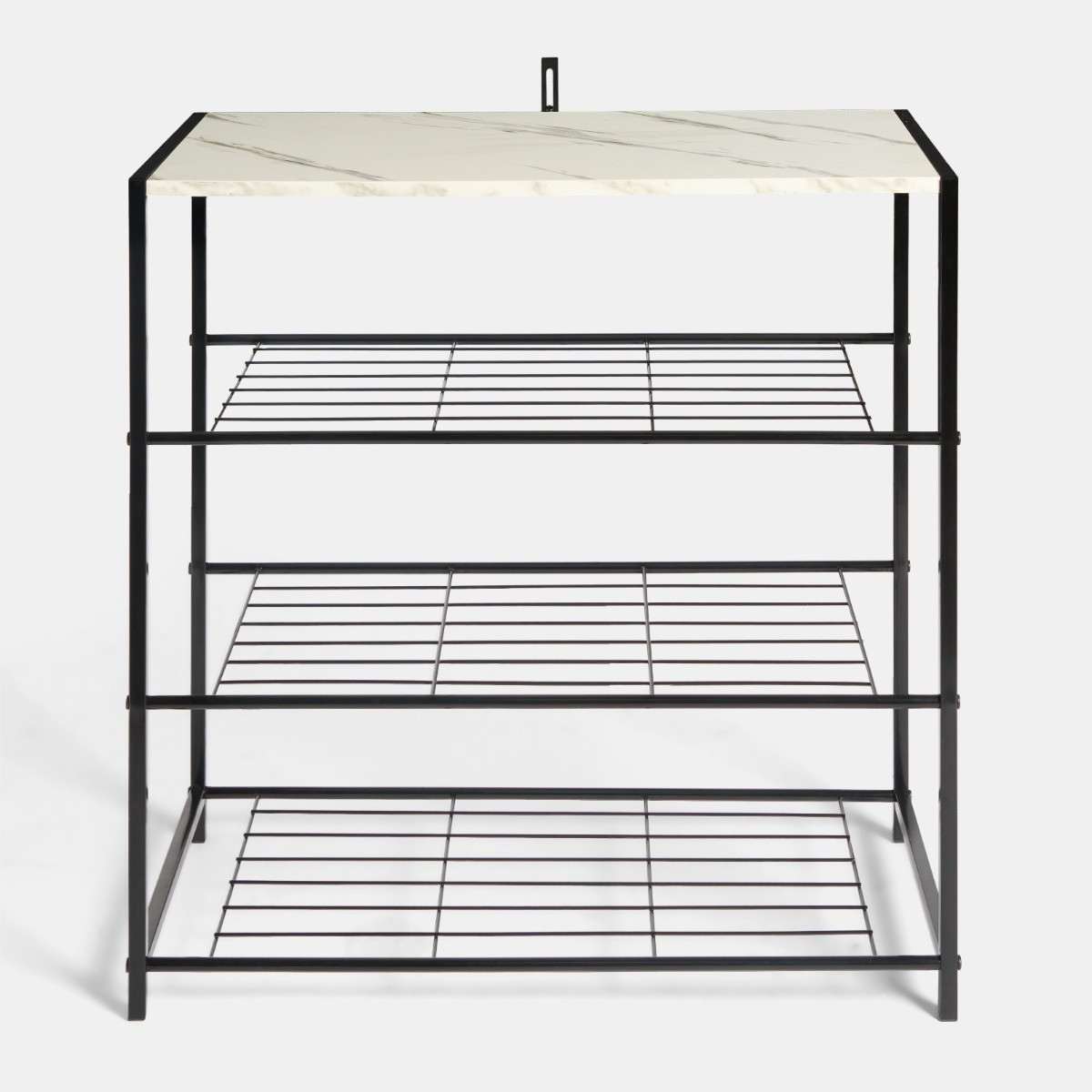 OHS Manhattan Marble Effect Multi Purpose 4-Tier Shoe Rack - Black/White>