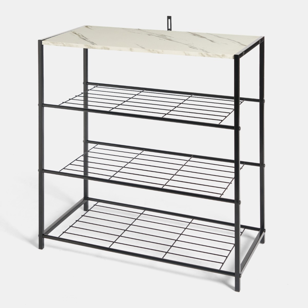OHS Manhattan Marble Effect Multi Purpose 4-Tier Shoe Rack - Black/White>
