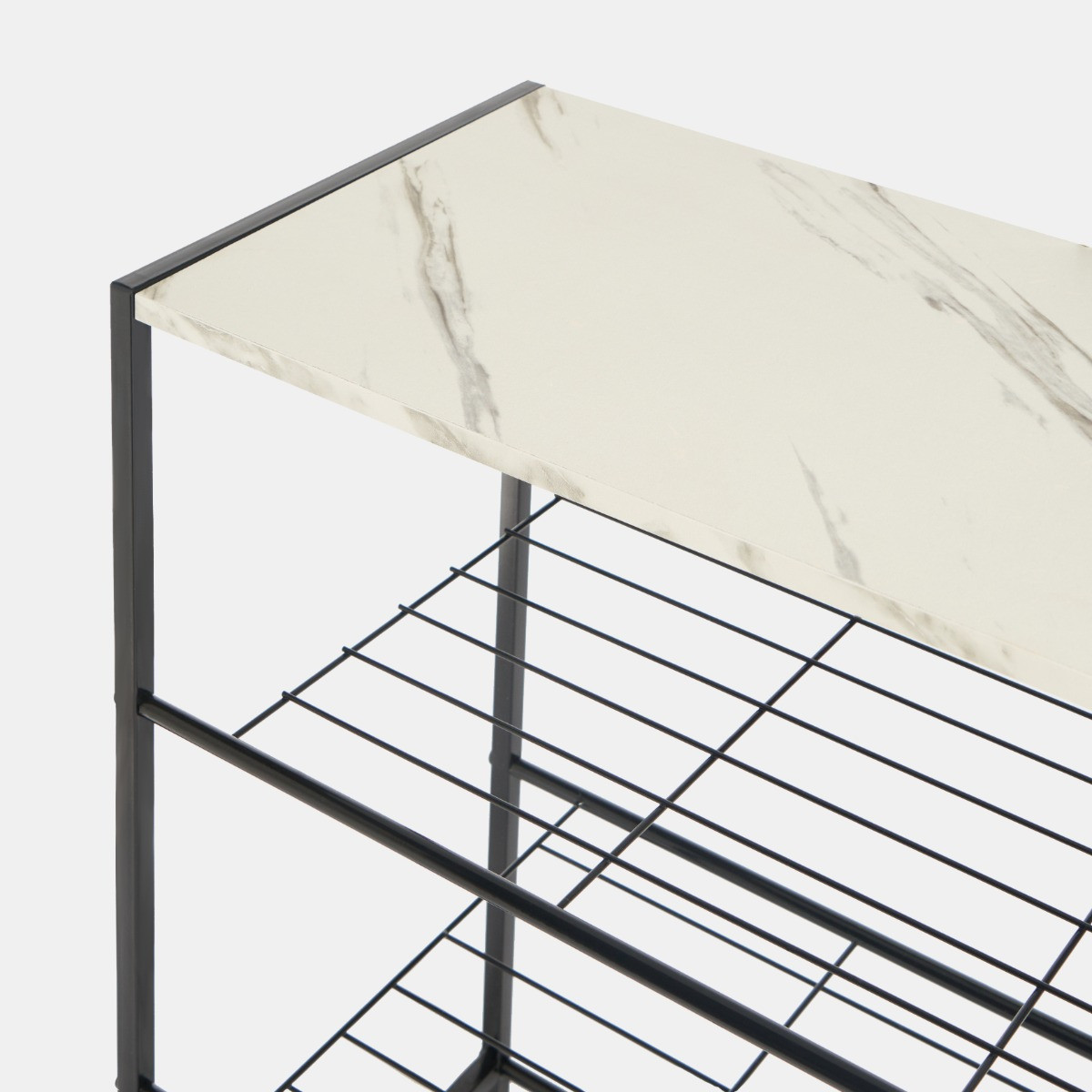 OHS Manhattan Marble Effect Multi Purpose 4-Tier Shoe Rack - Black/White>