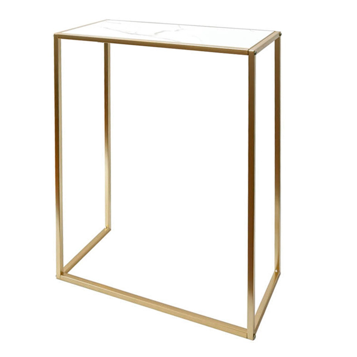 OHS Manhattan Marble Effect Rectangle Console Table - Gold/White>