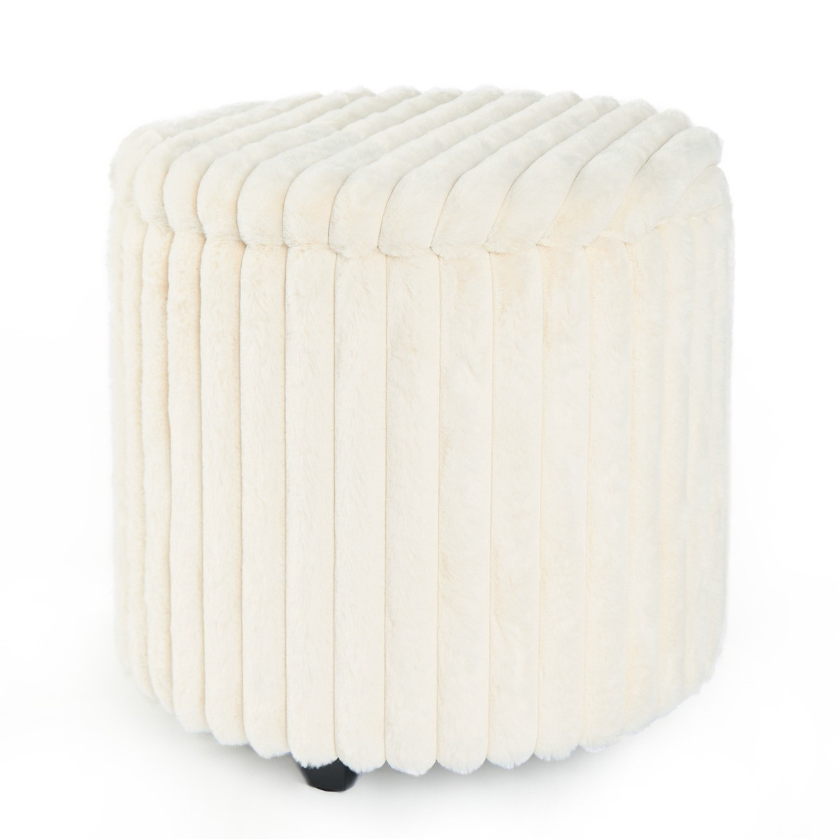 OHS Ribbed Round Ottoman - Cream>