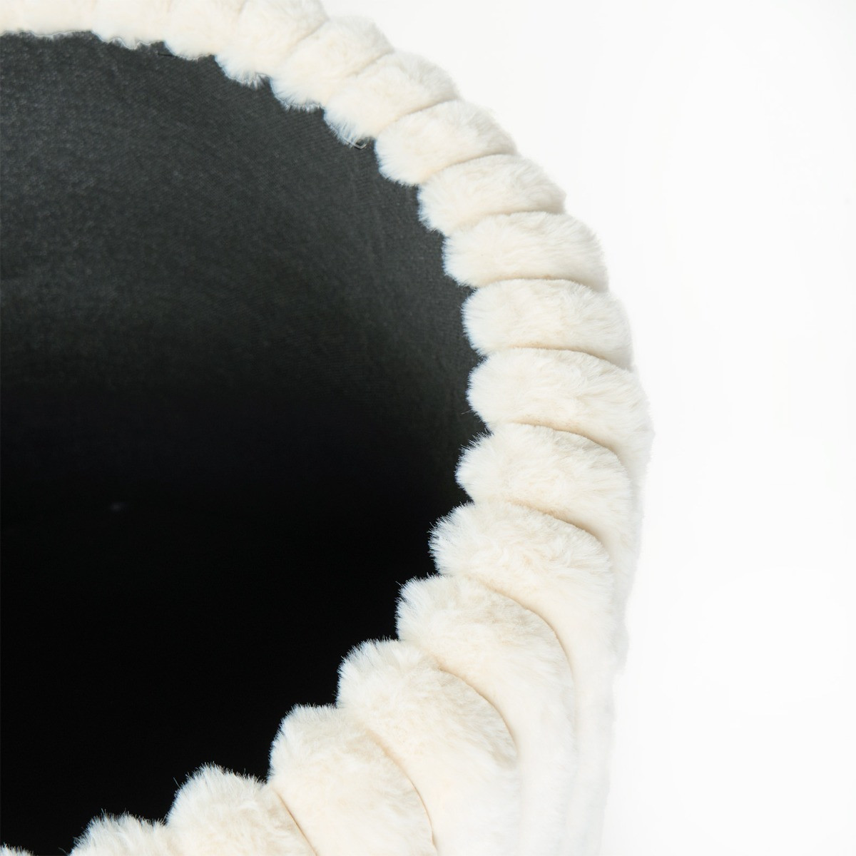 OHS Ribbed Round Ottoman - Cream>