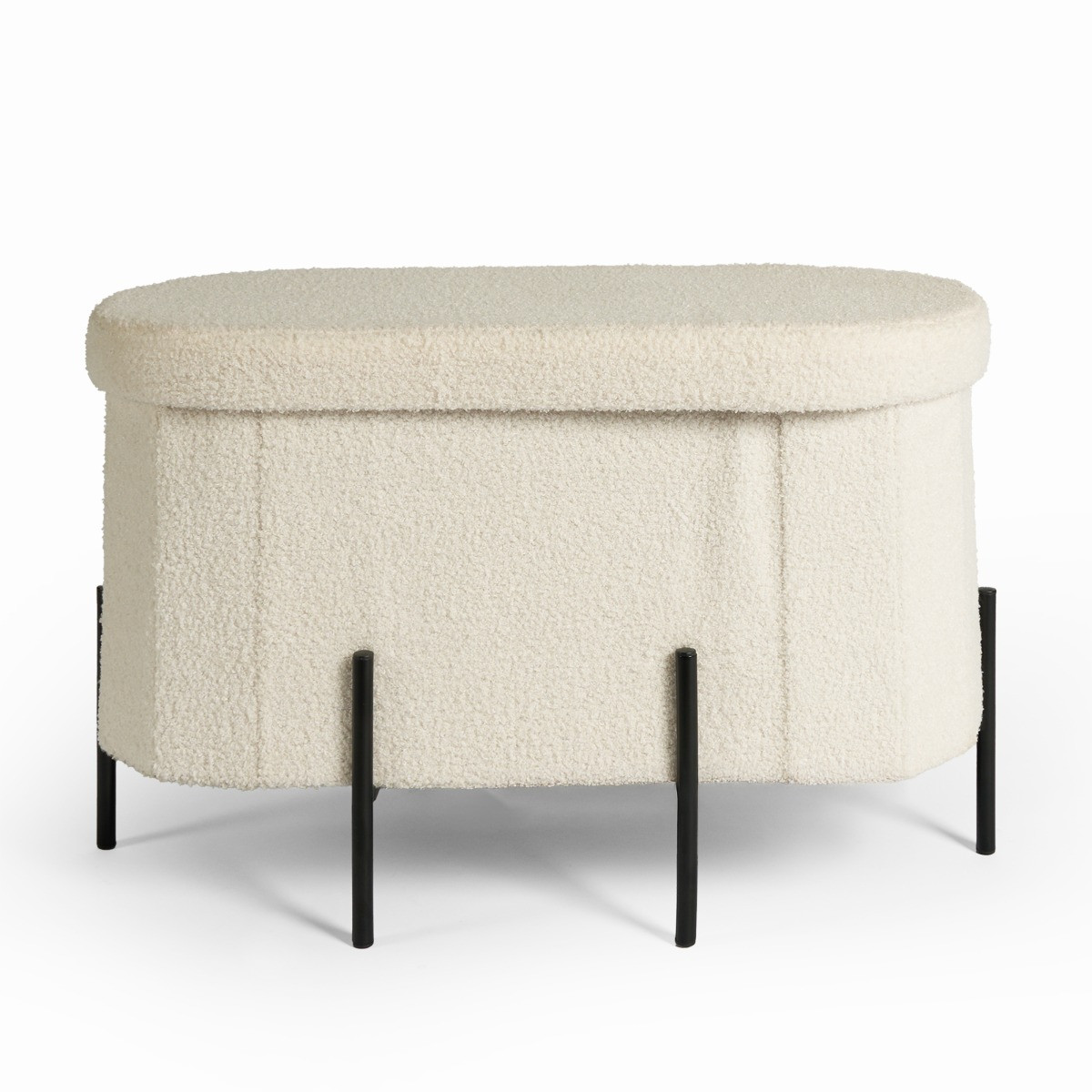 OHS Boucle Large Round Ottoman - Cream>