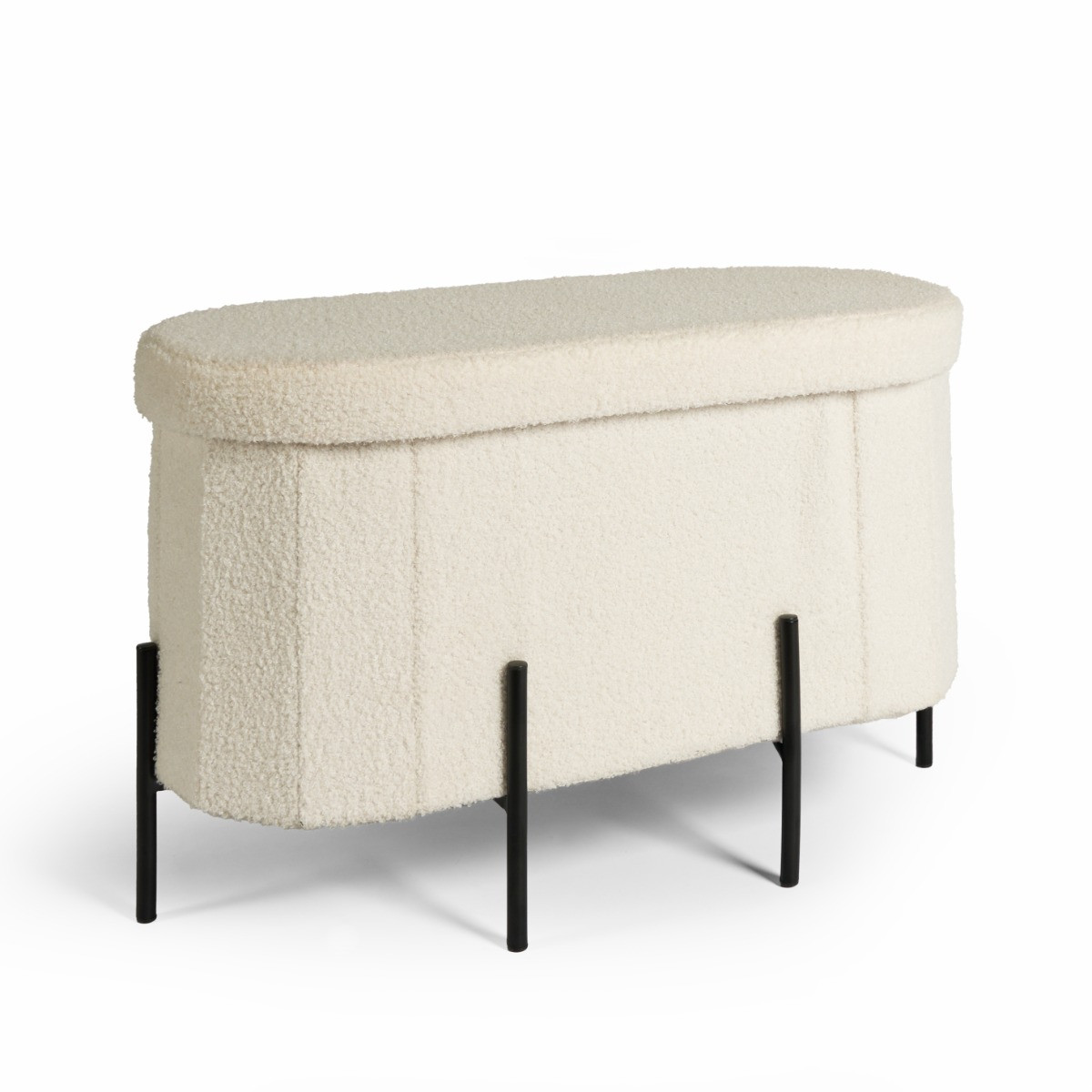 OHS Boucle Large Round Ottoman - Cream>