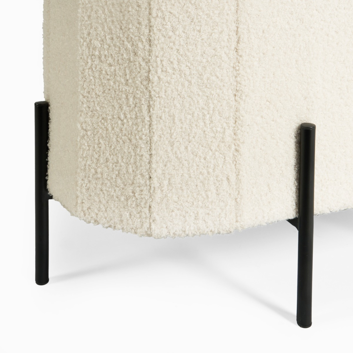 OHS Boucle Large Round Ottoman - Cream>