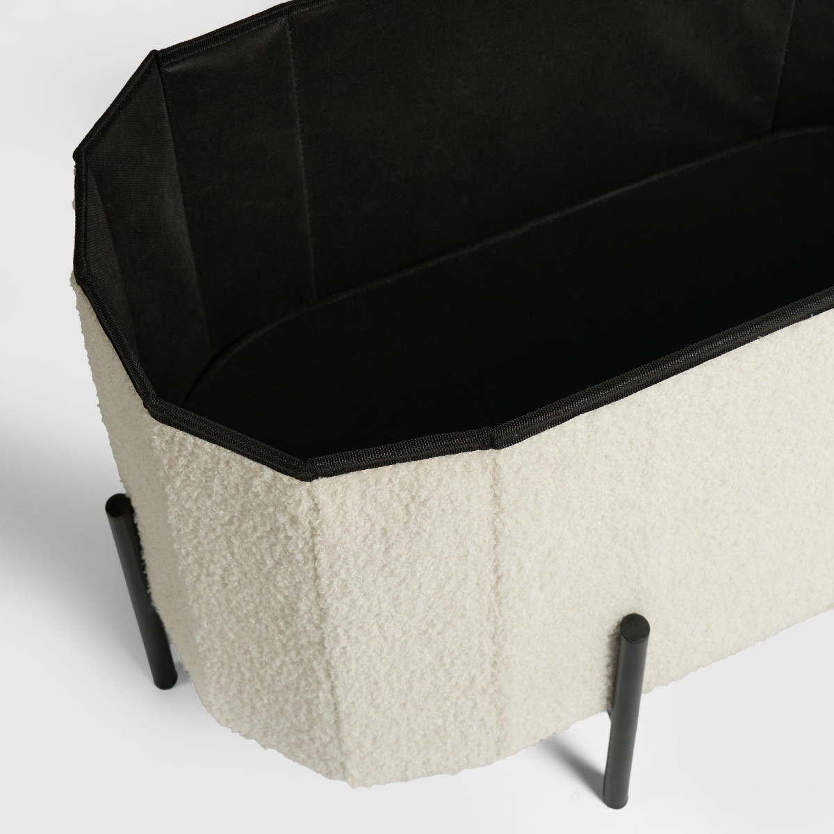 OHS Boucle Large Round Ottoman - Cream>