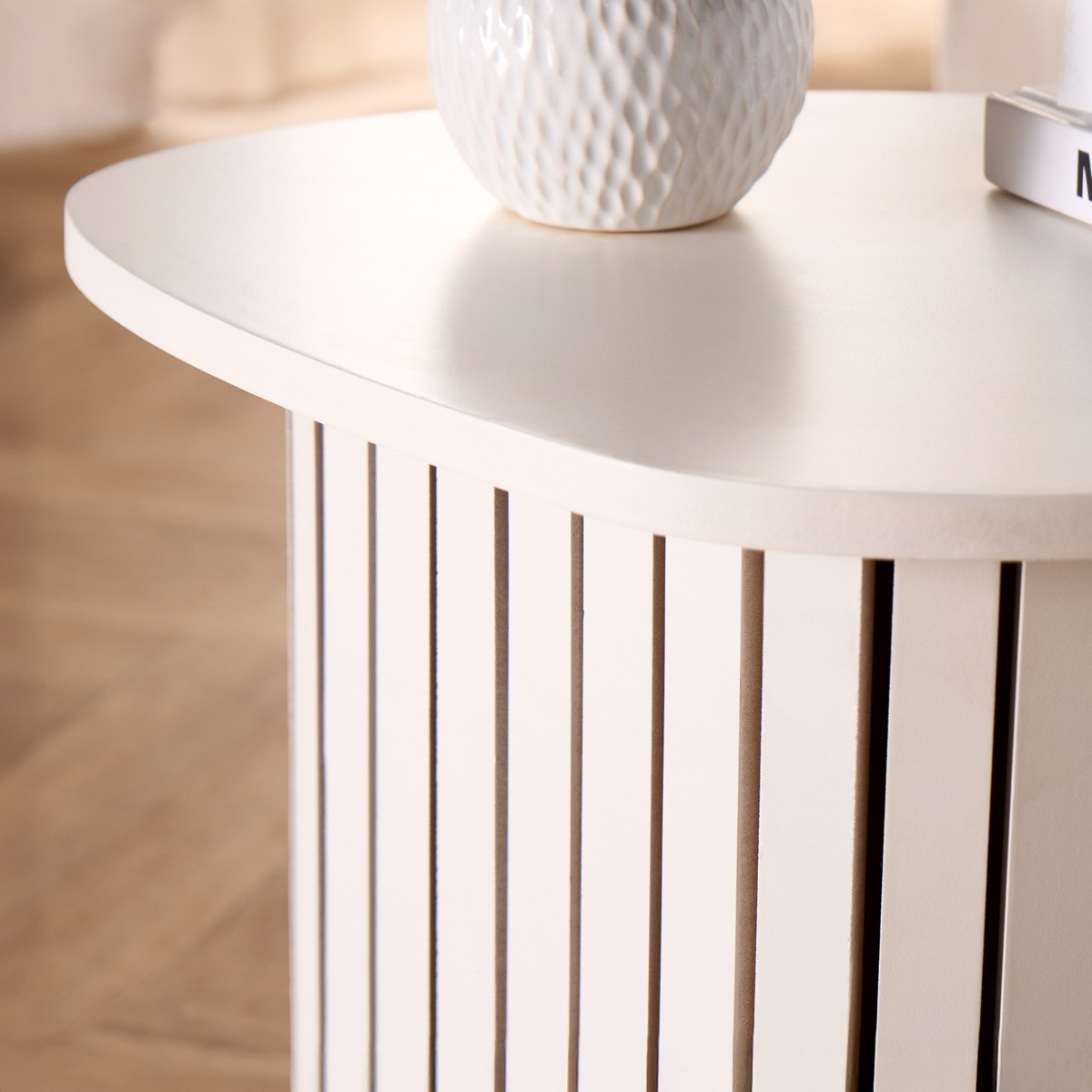OHS Madison Ribbed Side Table - Cream>