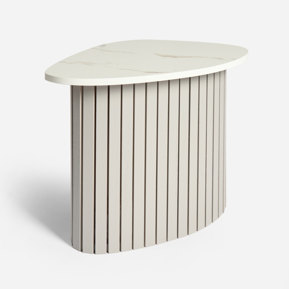 OHS Madison Marble Effect Ribbed Side Table - Grey/White>