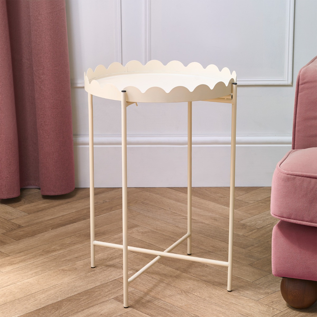 OHS Scallop Side Table - Cream>