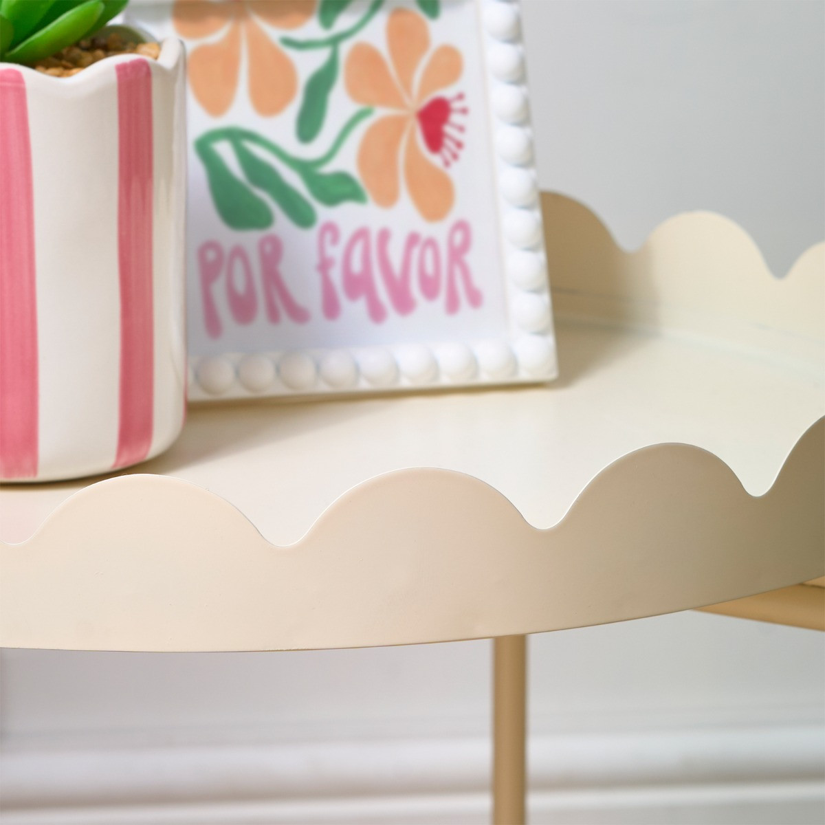 OHS Scallop Side Table - Cream>