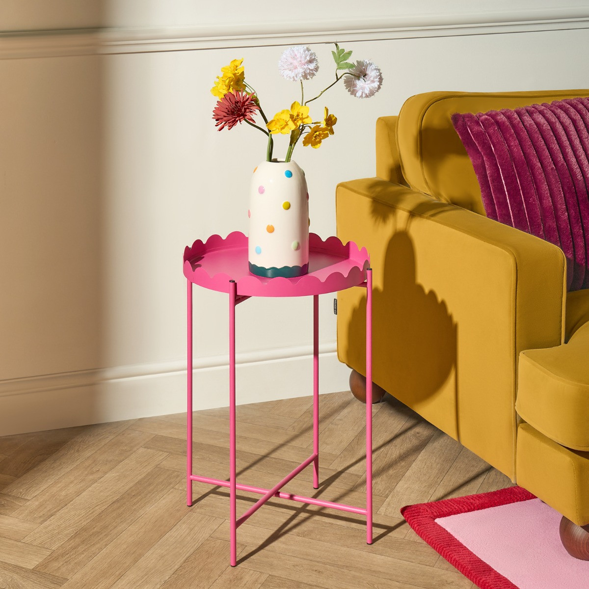 OHS Scallop Side Table - Hot Pink>