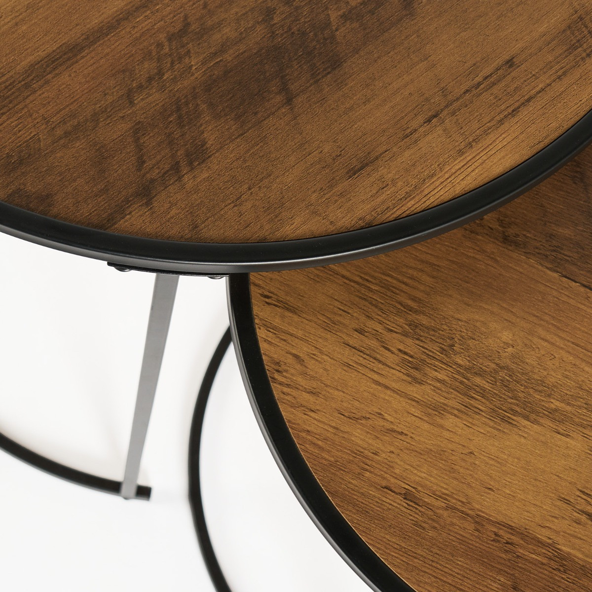 OHS Manhattan Nest of 3 Round Side Tables - Dark Wood>