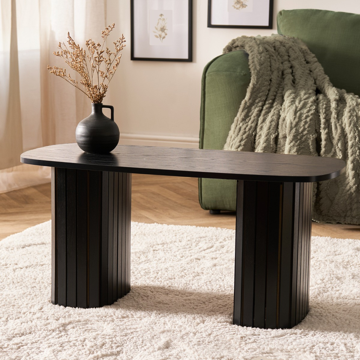 OHS Madison Ribbed Coffee Table - Black>