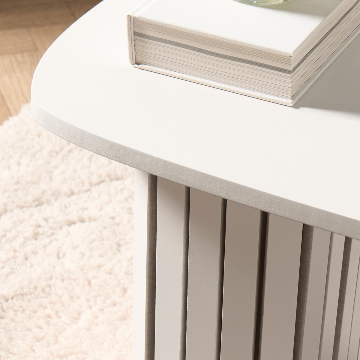 OHS Madison Ribbed Coffee Table - Cream>