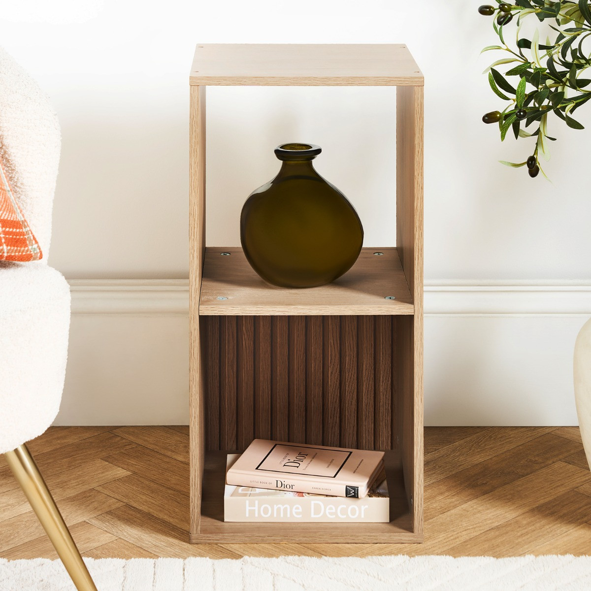 OHS Dallas 2 Cube Panel Storage Unit - Natural Wood>