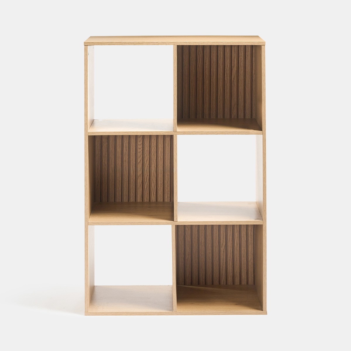 OHS Dallas 6 Cube Panel Storage Unit - Natural Wood>