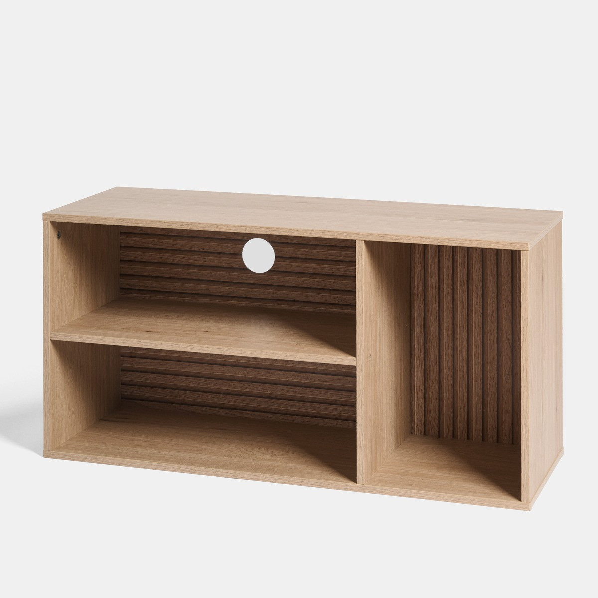 OHS Dallas 3 Cube Slat Panel TV Unit - Natural Wood>