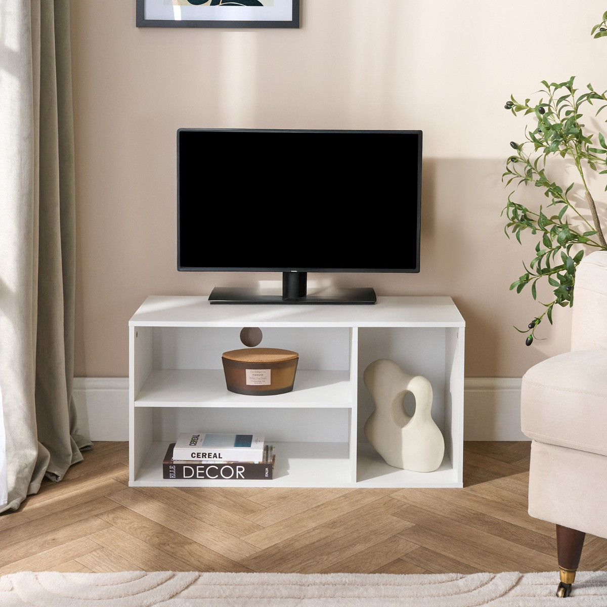 OHS Oslo 3 Cube TV Unit - White>
