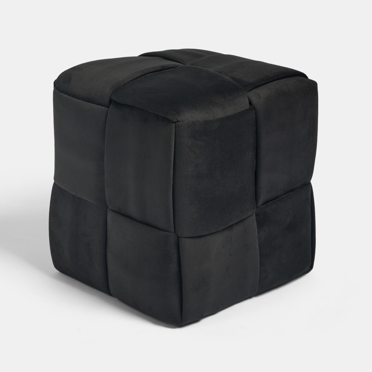 OHS Matte Velvet Footstool - Black>