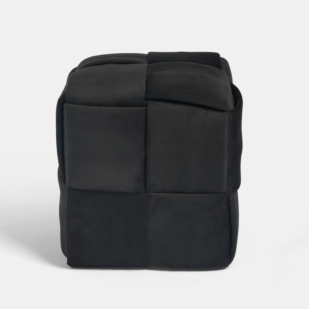 OHS Matte Velvet Footstool - Black>